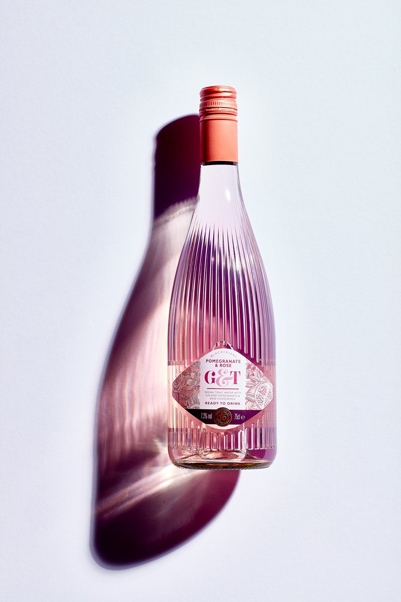 Bottle of Blackfriars Pomegranate & Rose G&T, ready to drink, 75cl, 7.3% vol