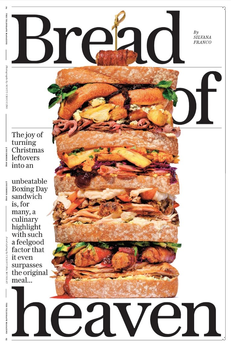 photograph of the time cover of a christmas left over sandwich by scott choucino