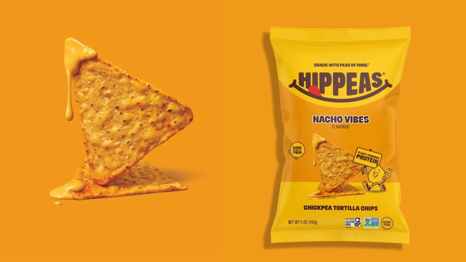 Hippeas Nacho Vibes flavoured chickpea tortilla chips, 142g bag, gluten-free, non-GMO and dairy-free