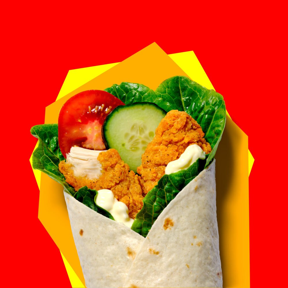 advertising photograph of a fast food wrap