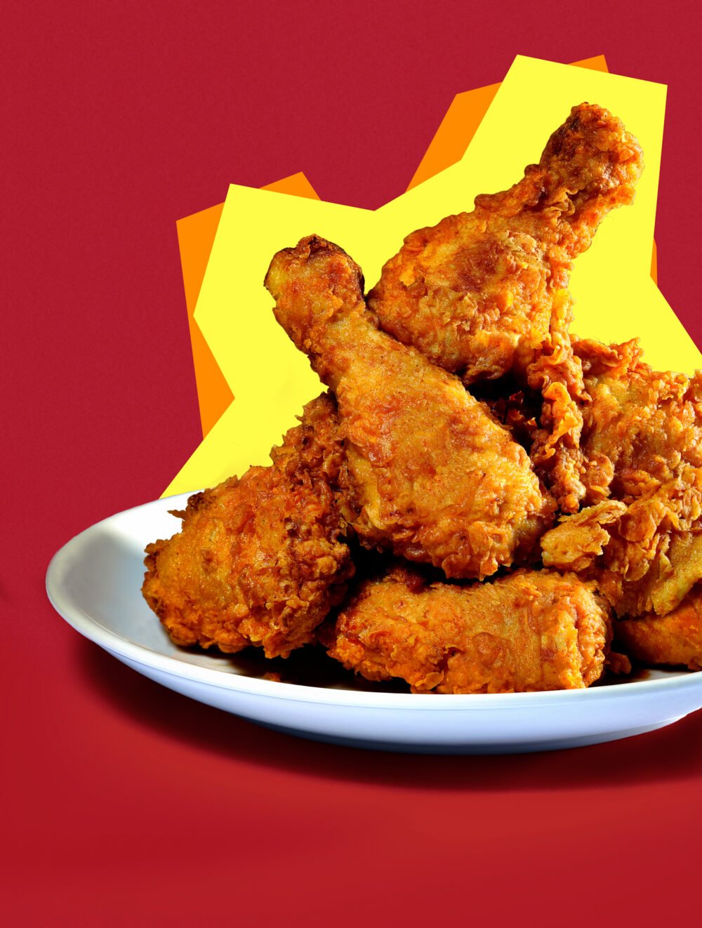 photograph of fried chicken on a plate by food photographer scott choucino