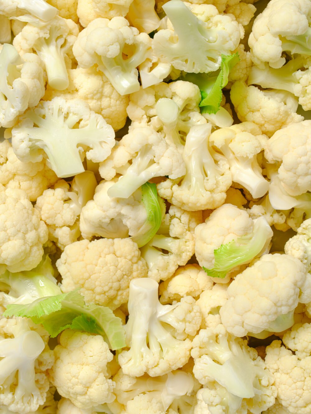 macro food photograph of fresh uncooked cauliflower